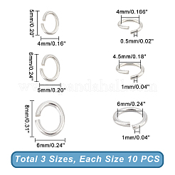 30 Stück 3 Größe 925 Sterling Silber offene Biegeringe&nbsp;FIND-BC0003-90