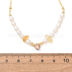 Colliers de perles naturelles en quartz citron naturel (chauffé) et en perles de riz&nbsp;GG-CBA3297-15G-B