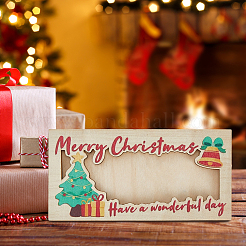 Porte-monnaie rectangulaire en bois sur le thème de Noël&nbsp;AJEW-WH20006-282B