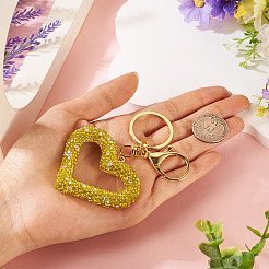 Handgemachte Schlüsselanhänger aus Polymer Clay mit Strassen und hohlen Herzen&nbsp;KEYC-TAC00069-02