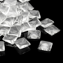 Claires cabochons carrés de verre transparents, 20x6.5~6.8mm