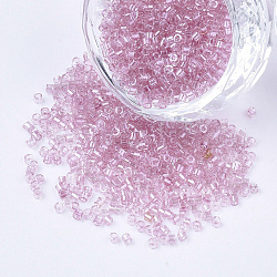 GlasZylinderförmigperlen, Perlen, transparenten Farben, Rundloch, Flamingo, 1.5~2x1~2 mm, Bohrung: 0.8 mm, ca. 8000 Stk. / Beutel, ca. 85~95 g / Beutel