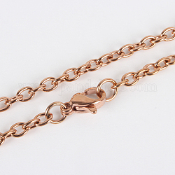 304 цепочка из нержавеющей стали для изготовления ожерелья, с карабин-лобстерами , вакуумные покрытия, розовое золото , 23.6 дюйм (59.9 см)