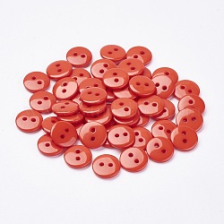 2-Agujero botones redondos de costura redondos para el diseño de vestuario, coral, 11.5x2mm, agujero: 1 mm