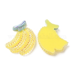 Translucent Resin Cabochons, AB Color Plated, Banana, Yellow, 30x25x5.5mm