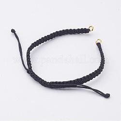 Bracelet nylon DIY faisant, avec des anneaux en laiton, or, noir, 140~175x4~7.5mm