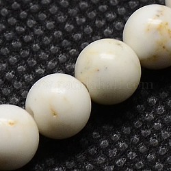 Brins de perles de magnésite naturelle, ronde, papayawhip, 6mm, Trou: 1mm
