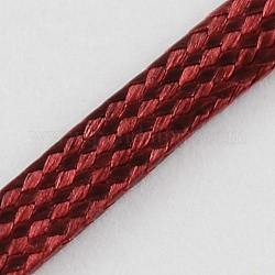 Cordón de poliéster encerado coreano plana, de color rojo oscuro, 4x1mm, aproximamente 93 yardas / rodillo