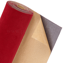 Tessuto in velluto autoadesivo benecreat da 9.84x0.03 pollice, tessuto in velluto con fodera floccata rosso scuro per adesivo a buccia per tappezzeria in tessuto artigianale per cassetti portagioielli, 4 m / borsa