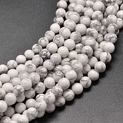 Synthetische howlite runde Perle Stränge, 10 mm, Bohrung: 1 mm, ca. 40 Stk. / Strang, 16 Zoll