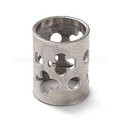 304 perline europei in acciaio inox, perline con foro grande, colonna, colore acciaio inossidabile, fiore, 10x7mm, Foro: 6 mm