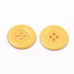 4 bottone in acrilico buche, rotondo e piatto, arancione, 31x4mm, Foro: 2 mm