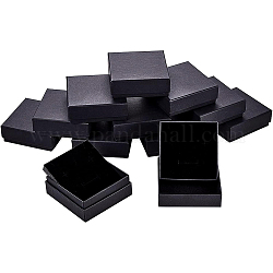 Benecreat 12 упаковка 10x10x3.5 см черные серьги коробки для ожерелья квадратная черная картонная коробка для украшений маленькая подарочная коробка с бархатным наполнением для вечеринки, фестивали, свадьба