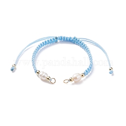 Braccialetto di perle intrecciate in poliestere semifinito, con anelli di salto, per la realizzazione di braccialetti con connettori regolabili, cielo azzurro, 12-5/8 pollice (32 cm), 5~6.5mm
