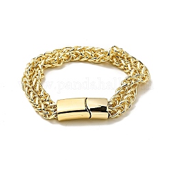 Chaîne de blé en alliage pour hommes bracelet multi-rangs double couche avec fermoir magnétique, bijoux en métal punk, or, 8-1/8 pouce (20.5 cm)
