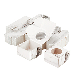Boîte de papier kraft créative pliable, boîtes de faveur de mariage, boîte de faveur, boîte cadeau en papier, carrée, gris clair, 4x4x2.5 cm