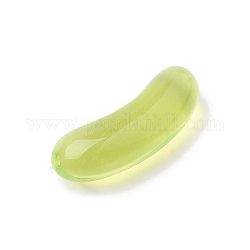 透明樹脂ビーズ  穴なし/ドリルなし  ホットドッグ  模造食品  緑黄  23x8x8mm
