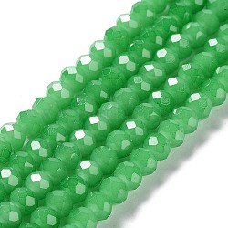 Fili di perle di vetro imitazione giada dipinti al forno, rondelle sfaccettato, verde mare medio, 8x6mm, Foro: 1 mm, circa 65~68pcs/filo, 15.75'' (40~41 cm)