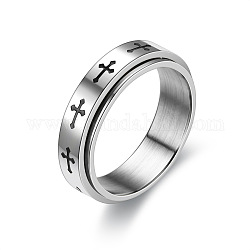 Вращающееся кольцо из титановой стали, Кольцо для снятия стресса с вращающимся кольцом для мужчин и женщин, накрест, размер США 10 (19.8 мм)