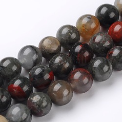 Naturelles africaines perles bloodstone brins, perles de pierre d'héliotrope, ronde, 12mm, Trou: 1mm, Environ 32 pcs/chapelet, 15.74 pouce