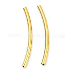 Perlas de tubo de 304 acero inoxidable, tubo curvado, dorado, 30x2.5mm, agujero: 2 mm