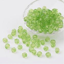 Perles en acrylique transparente, facette, ronde, vert clair, 8mm, Trou: 1.5mm, environ 1800 pcs/500 g