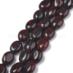 Brins bréchique jaspe de perles naturelles, ovale, 8x6x3.5~4mm, Trou: 1mm, Environ 45~52 pcs/chapelet, 15.16~15.74 pouce (38.5~40 cm)