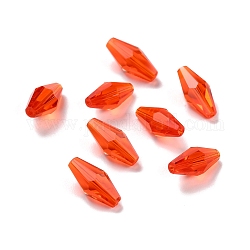 Transparente Glasperlen, facettiert, Doppelkegel, orange rot, 12x6 mm, Bohrung: 1 mm
