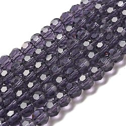 Abalorios de vidrio transparentes, facetas (32 facetas), redondo, púrpura, 8mm, agujero: 1 mm, aproximamente 72 pcs / cadena, 20.67 pulgada (52.5 cm)