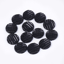 Resin Cabochons, Flat Round, Black, 12x3~3.5mm