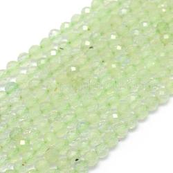 Natur Prehnit Perlen Stränge, facettiert, Runde, 2 mm, Bohrung: 0.5 mm, ca. 150 Stk. / Strang, 15.35 Zoll (39 cm)