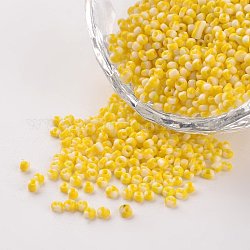 12/0 perles en verre de couleurs opaques, perles rondes de semences, or, 1.5~2x2mm, Trou: 0.5mm, environ 22500 pcs/450 g