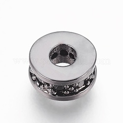 Messing Mikro ebnen Zirkonia Perlen, Flachrund, Schwarz, Metallgrau, 7x3 mm, Bohrung: 2.5 mm