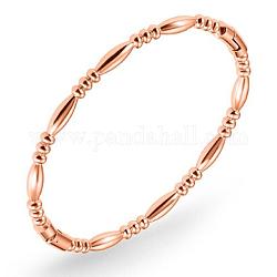 304 braccialetto incernierato con perline ovali in acciaio inossidabile, oro roso, diametro interno: 1-7/8x2-1/4 pollice (4.75x5.55 cm)