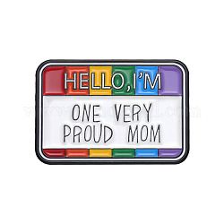 Orgullo arcoíris y palabra hola soy una mamá muy orgullosa pines esmaltados, broches de aleación para ropa de mochila, colorido, 21x30mm