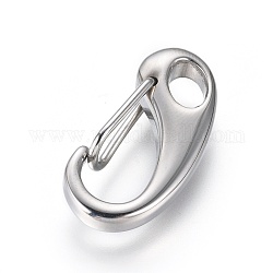 304 Stainless Steel Keychain Clasp Findings, Stainless Steel Color, 26x13x4.5mm, Hole: 6x4mm