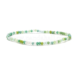 Bracciale elasticizzato con perle di vetro rotonde sfaccettate per ragazze adolescenti, verde, diametro interno: 2-1/4 pollice (5.7 cm), perline: 3x2 mm