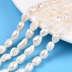 Fili di perle di perle d'acqua dolce coltivate naturali, perle barocche perle keshi, due lati lucido, colore conchiglia, 4~13.5x5.5~8.5x3.5~6.5mm, Foro: 0.7 mm, circa 37~43pcs/filo, 13.78~14.29 pollice (35~36.3 cm)