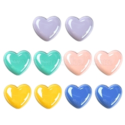 10 Stück 5 Farben undurchsichtige europäische Acrylperlen, Großloch perlen, perlig, Herz, Mischfarbe, 19.5x21.5x14.5 mm, Bohrung: 4 mm, 2 Stk. je Farbe