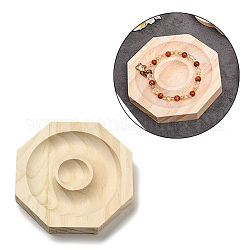 Brazalete de madera de haya, pulsera, anillo de dedo y bandeja expositora de cuentas, octágono, 10x10x1.5 cm