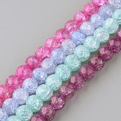 Synthetic Crackle Quartz Beads Strands, Round, Dyed, Mixed Color, 10mm, Hole: 1mm, about 40pcs/strand, 15.7 inch