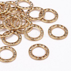 Brass Rhinestone Linking Rings, Ring, Golden, 22.5x2.5mm, Hole: 14mm