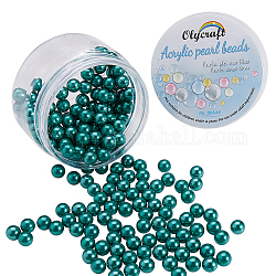 Perles d'imitation en plastique écologiques olycraft, haut lustre, Grade a, aucun perles de trou, ronde, vert foncé, 8mm, 200 pcs / boîte