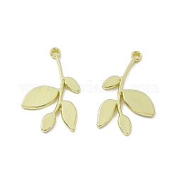 Alloy Pendants, Leafy Branch Charms, Light Gold, 24x15x1.5mm, Hole: 1.2mm