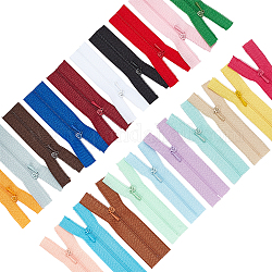 Accesorios de ropa de nylon, juegos de componentes con cremallera, cremallera de nylon y tirador de cremallera de aleación, color mezclado, 90~96x27x1mm, 1 strand / color, 20 colores, 20strands / set