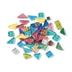 Mischform mit Glitzerpulver Mosaikfliesen Glascabochons, für Heimdekoration oder Basteln, Mischfarbe, 9~17x9~27x4~5 mm, ca. 600 Stk. / 1000 g