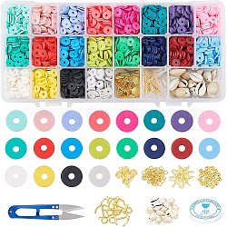 DIY-Schmuck-Kits, mit handgemachten Polymer Clay Perlensträngen, Legierungsanhänger und Kaurimuschel Perlen, Mischfarbe, 218x11x30 mm