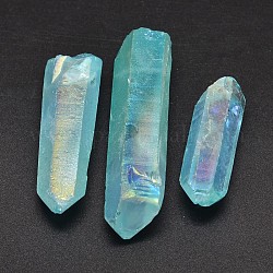 Pépites teints pendentifs naturels de cristal galvaniques, couleur ab , bleu ciel, 25~75x6~16mm, Trou: 1mm