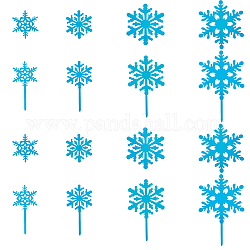 Superfindings 8 juegos 2 adornos acrílicos para pasteles con espejo, decoración de inserciones de pastel, tema de la Navidad, copo de nieve, plata, 43~111.5x37.5~69x1mm, 4 juegos / estilo