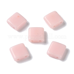 Breloques coulissantes en acrylique opaque, carrée, rose, 5.2x5.2x2mm, Trou: 0.8mm